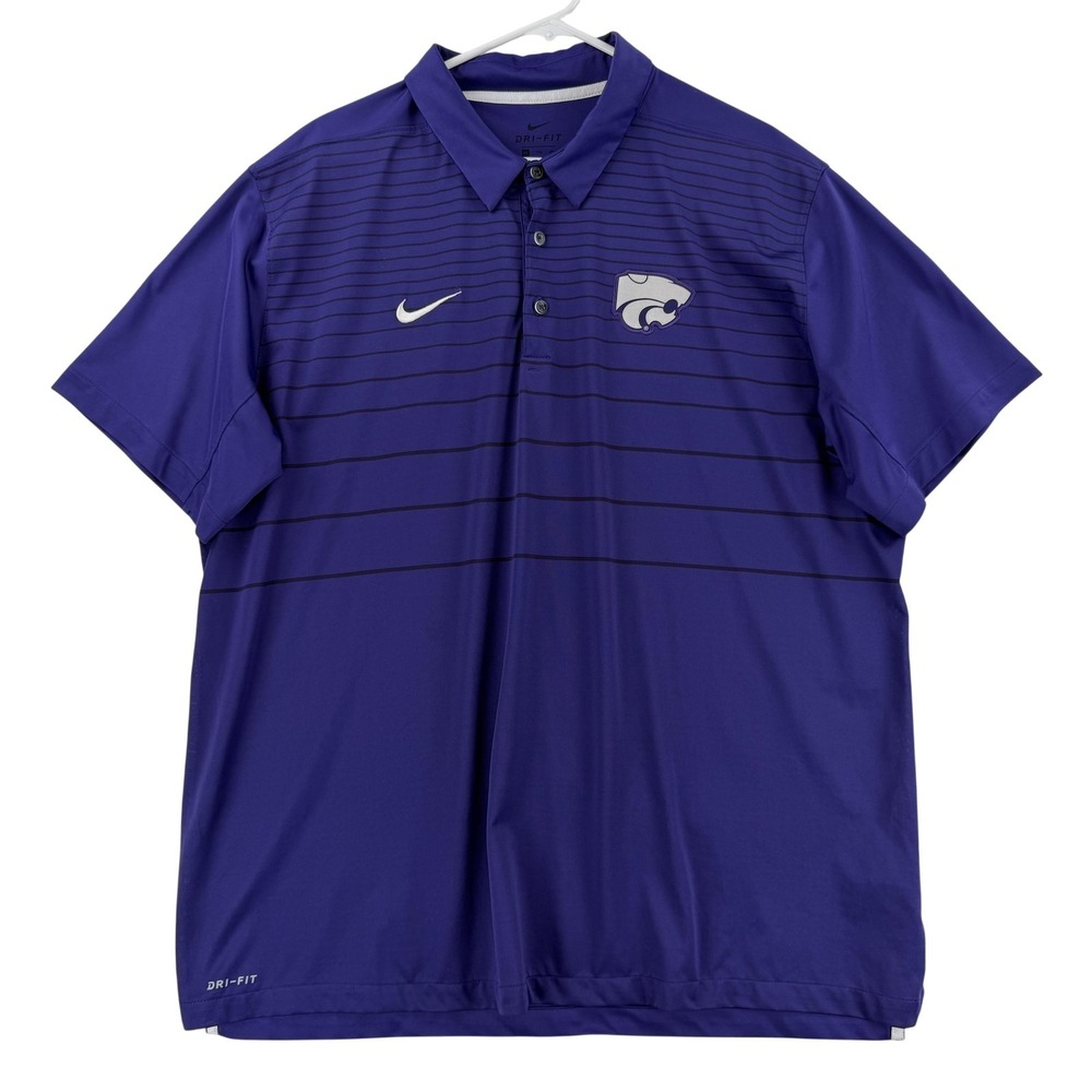 Kansas State Wildcats Polo Shirt Mens 2XL Purple‎ NCAA Basketball Nike Dri Fit